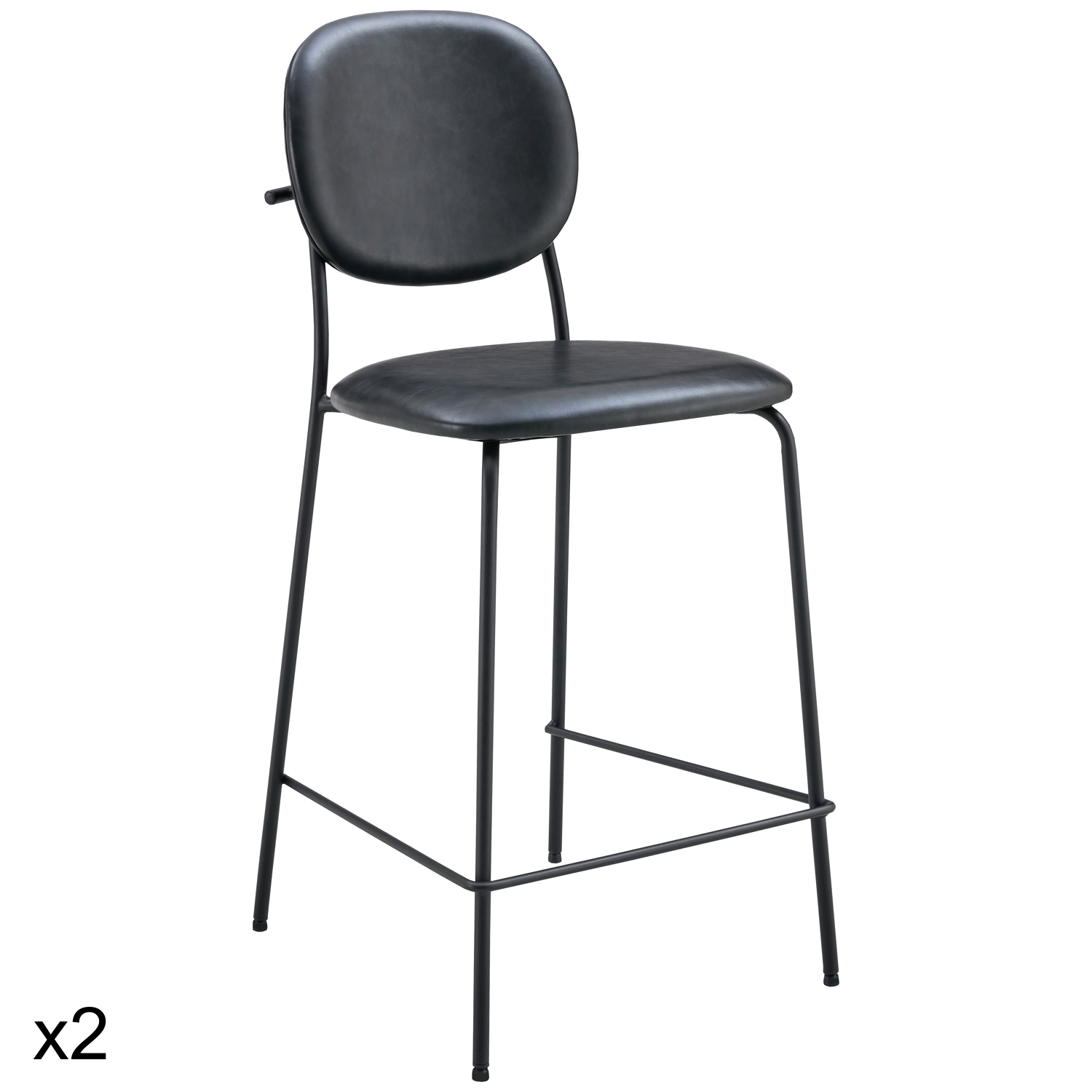 Lot de 2 tabourets de bar en simili noir