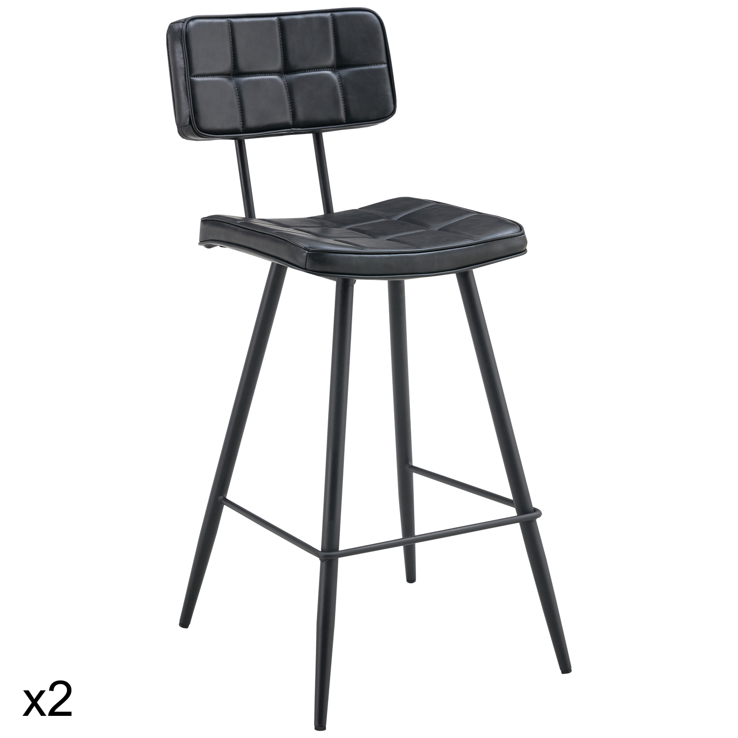 Lot de 2 tabourets de bar en simili noir