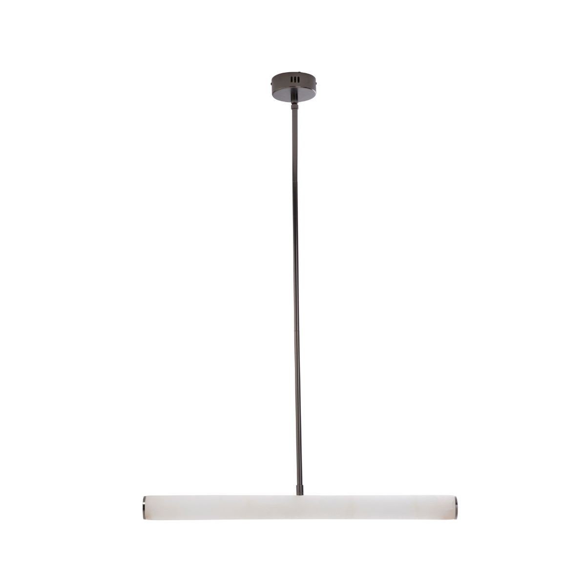 Lustre horizontal en albâtre blanc et métal noir – H80 cm