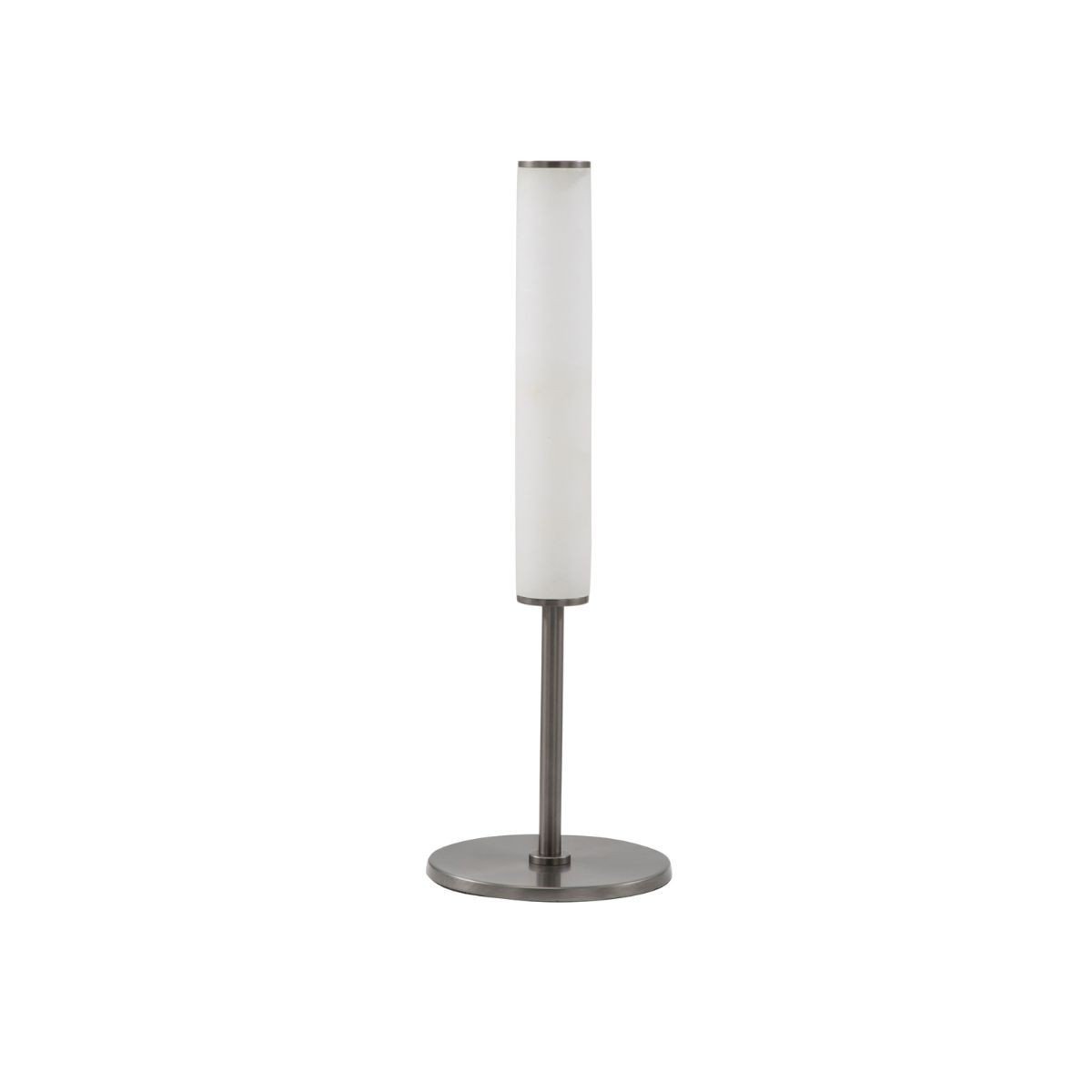 Lampe à poser en albâtre blanc et métal noir – H59 cm