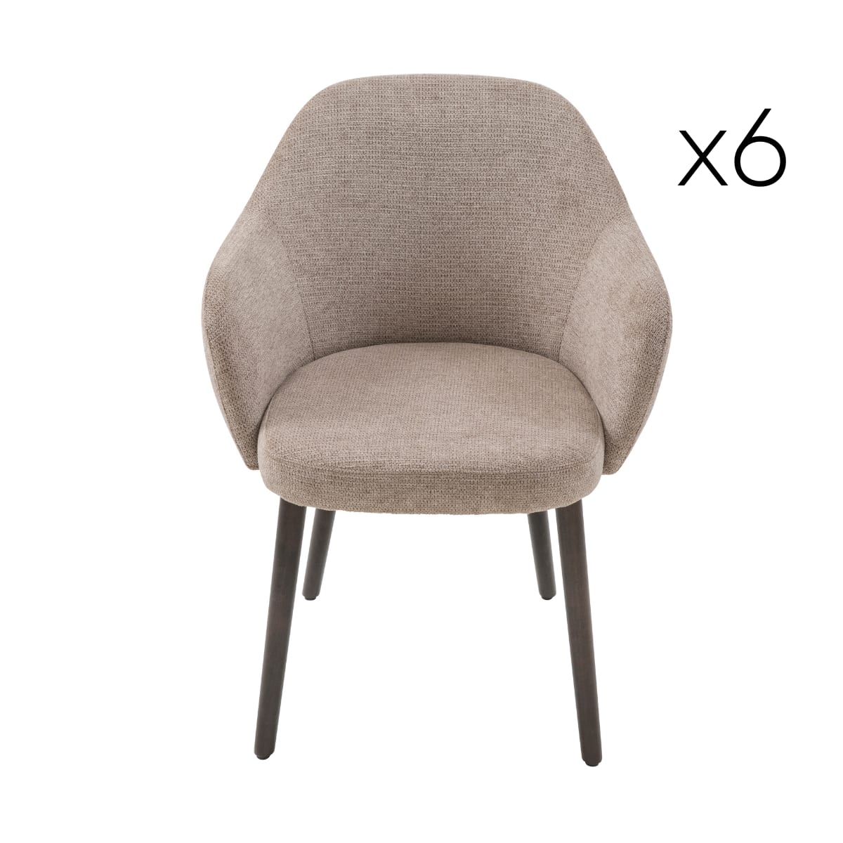 Lot de 6 fauteuils bridge en tissu taupe – P52 cm
