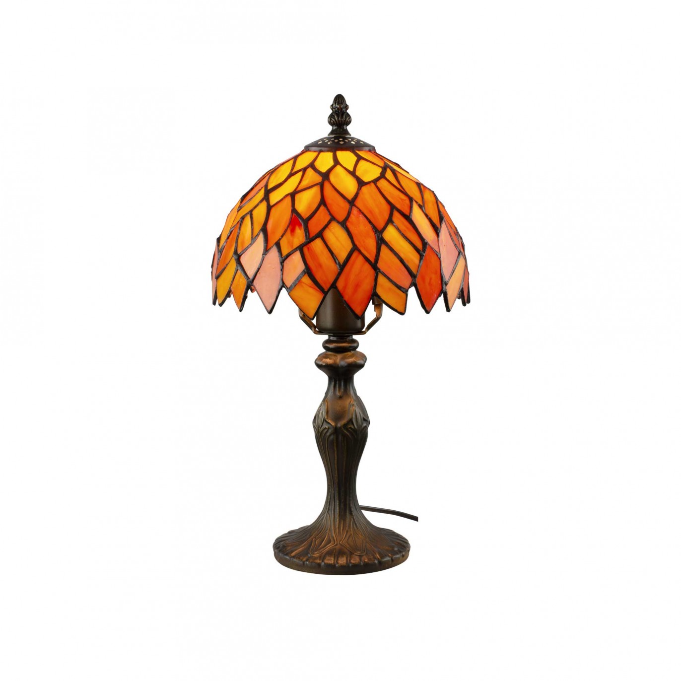 Lampe à poser en verre mosaique & pied en alliage de zinc orange
