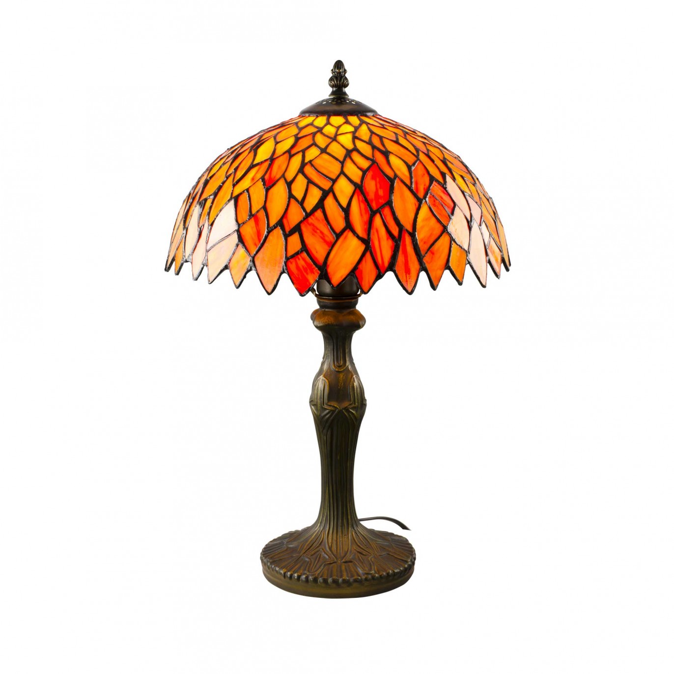 Lampe à poser en verre mosaique & pied en alliage de zinc orange