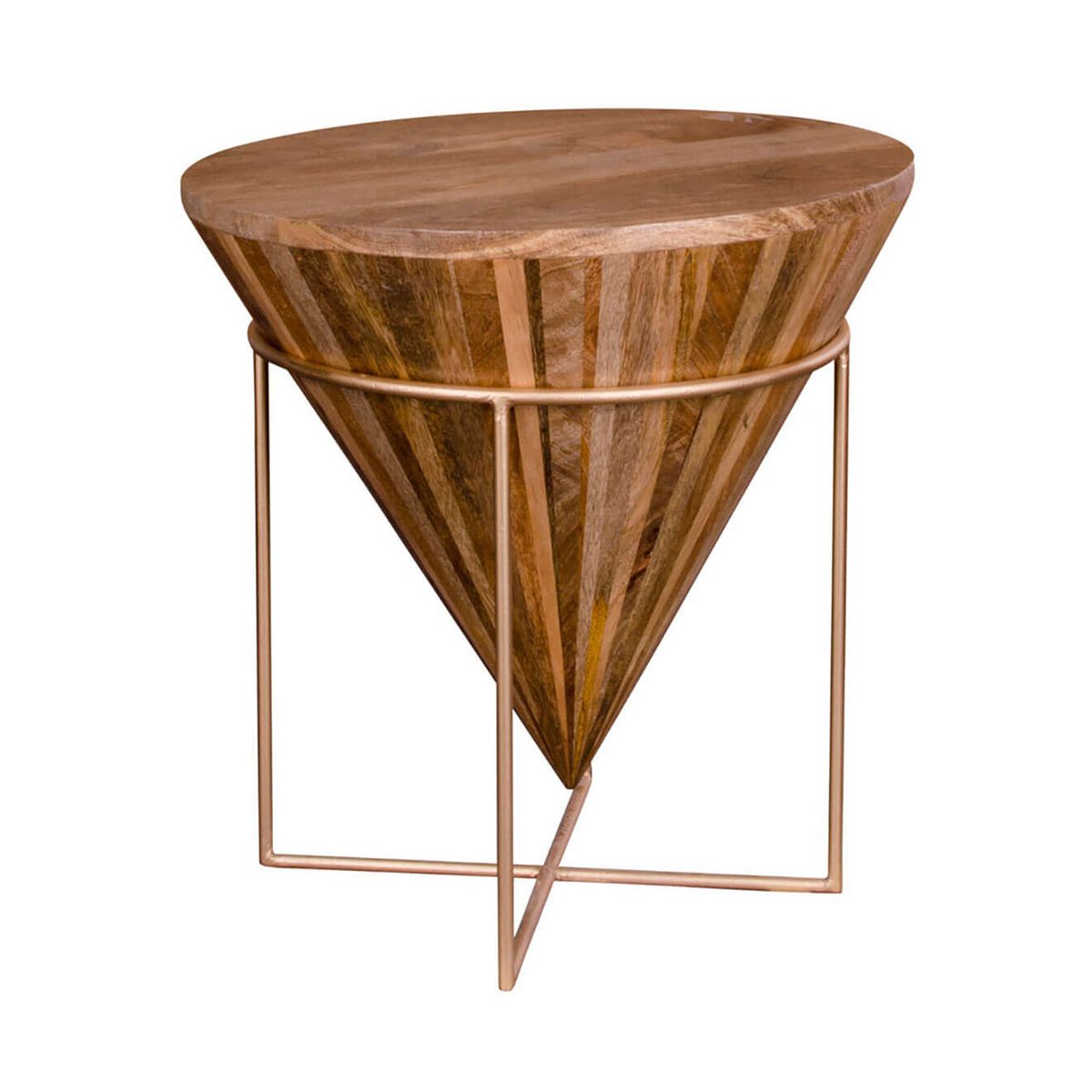 Table  basse conique ø45cm manguier massif et acier