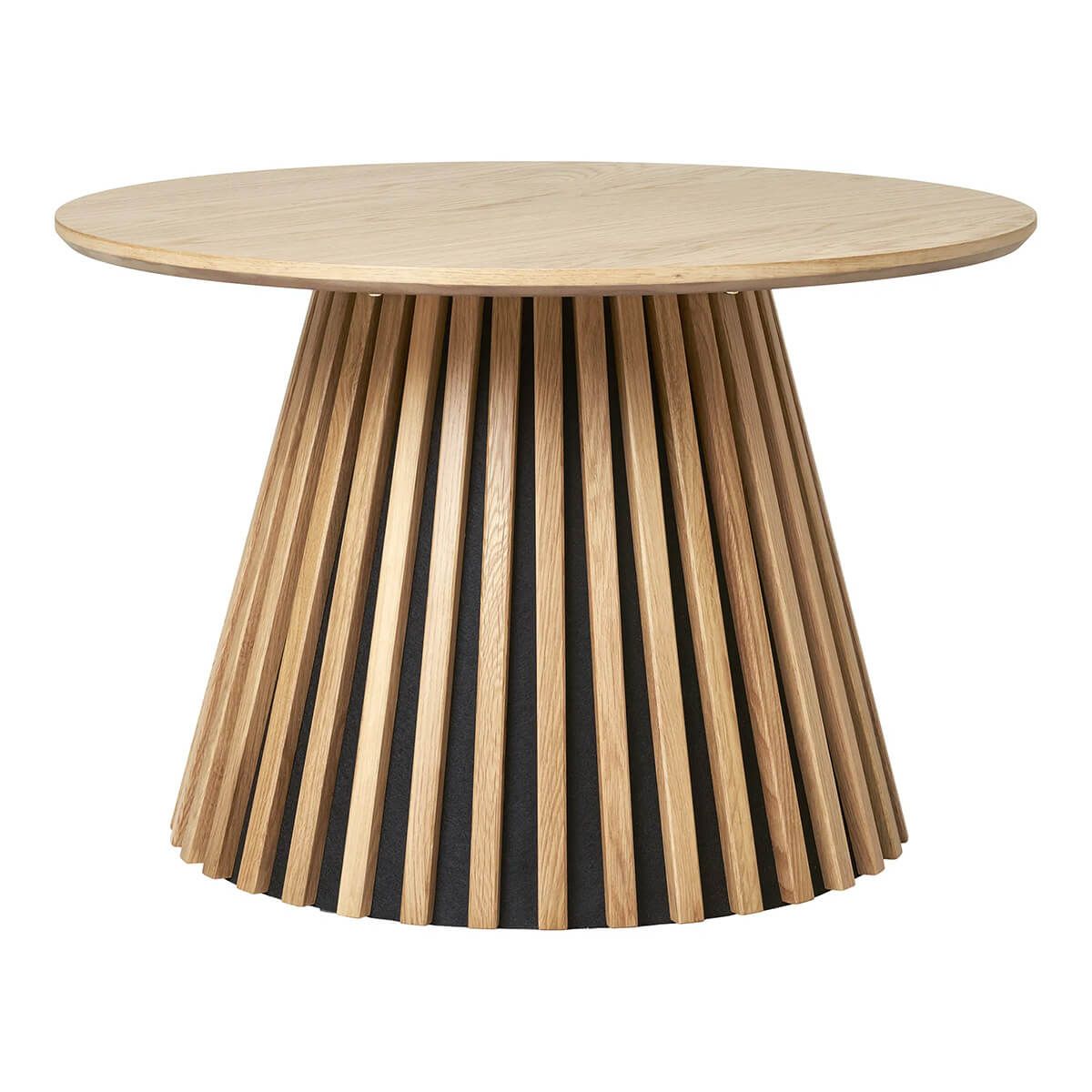 Table  basse ronde pied central relief mdf placage chêne clair