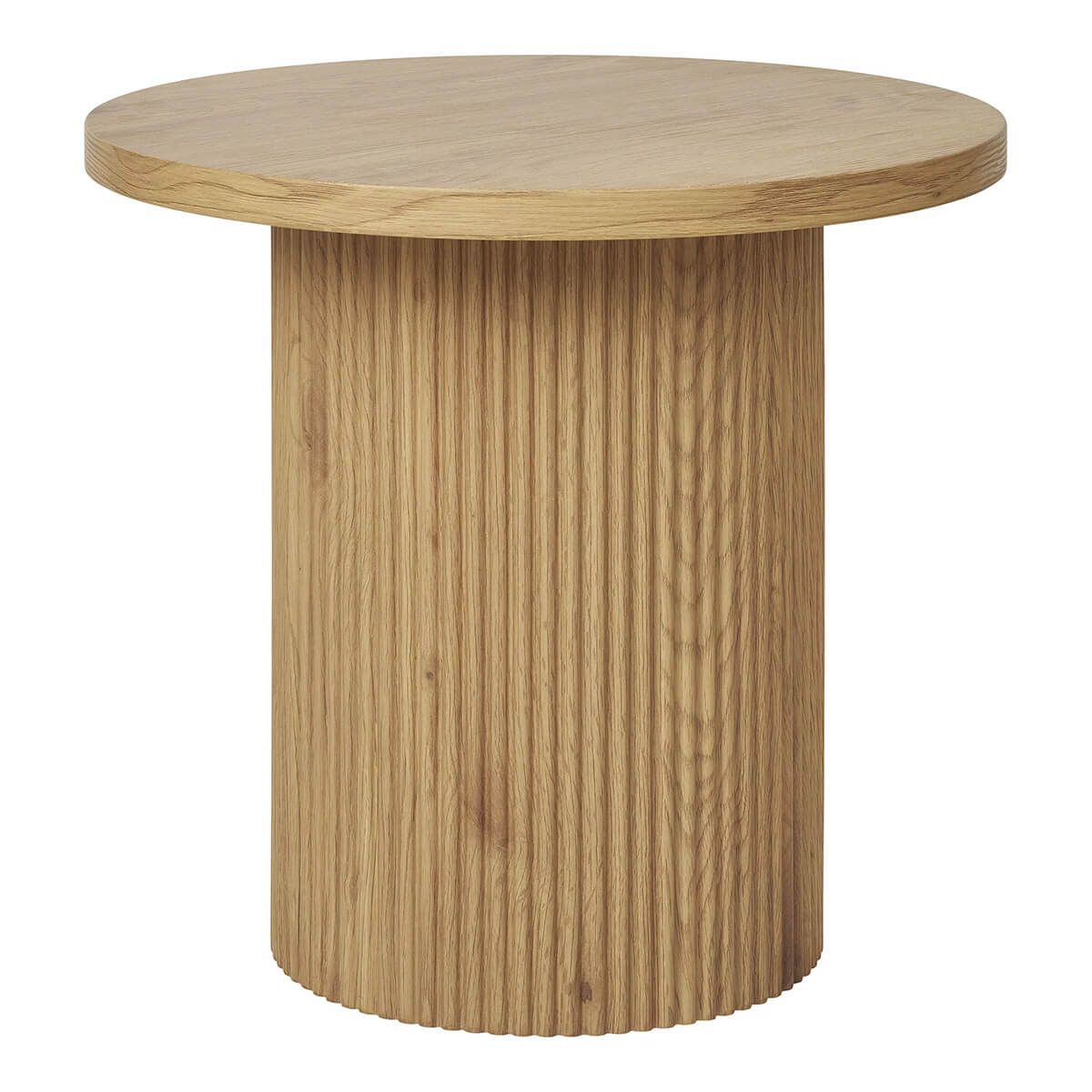 Table  d’appoint ronde pied central relief mdf effet bois naturel