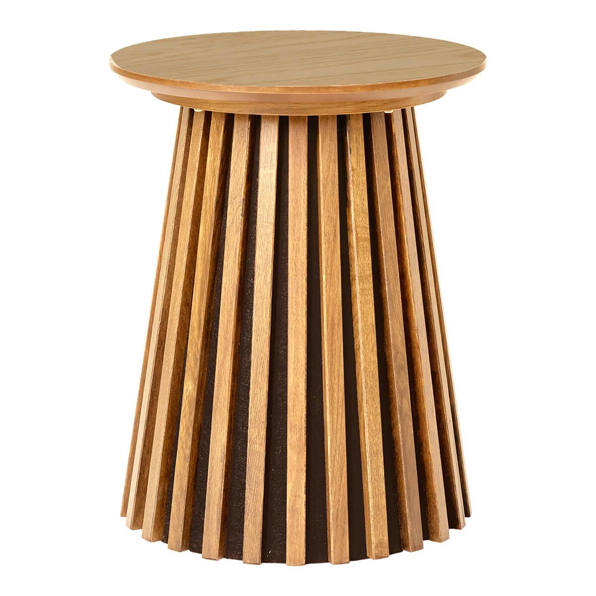 Table  d’appoint ronde pied central relief mdf placage chêne clair
