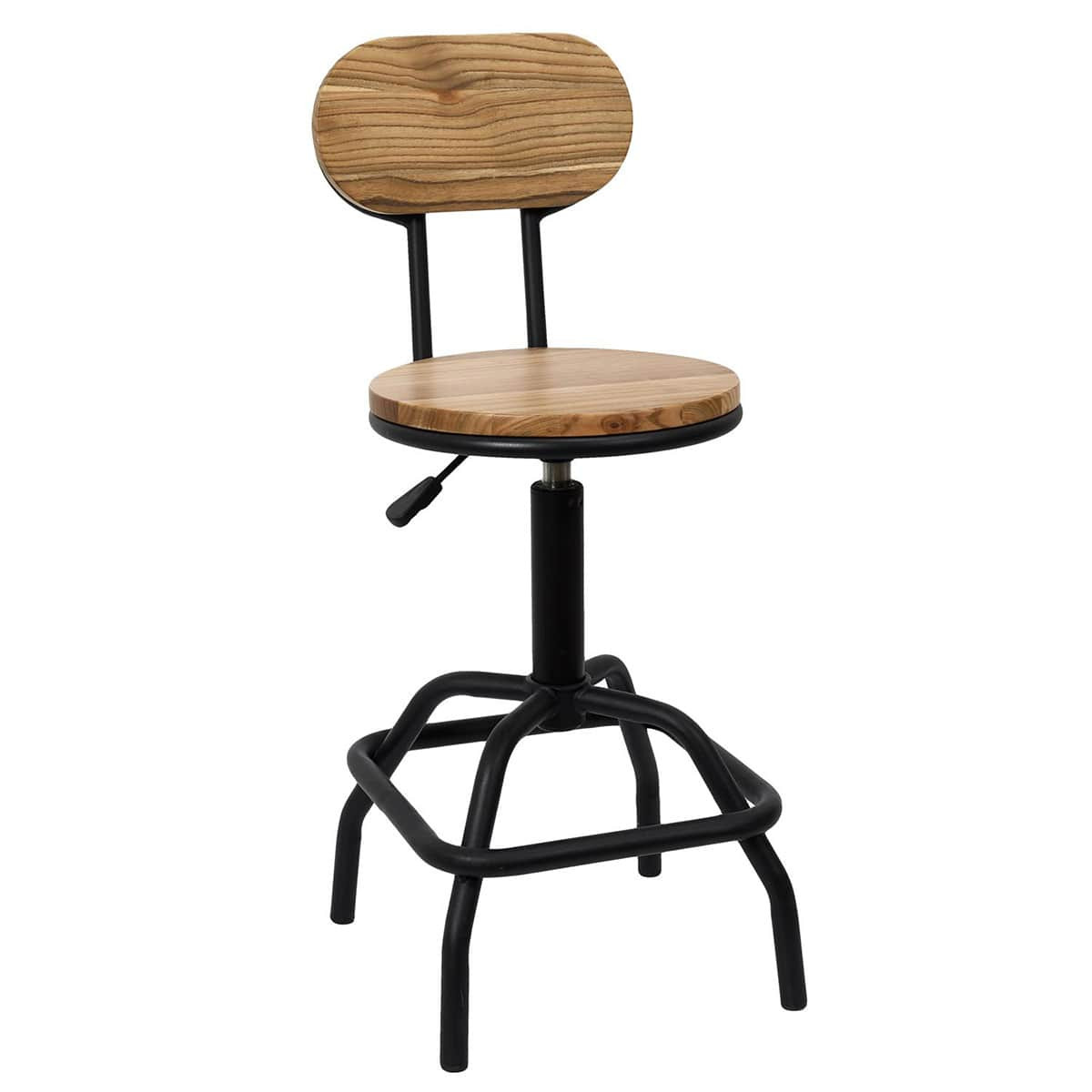 Chaise  réglable vintage en bois d&rsquo;orme et métal