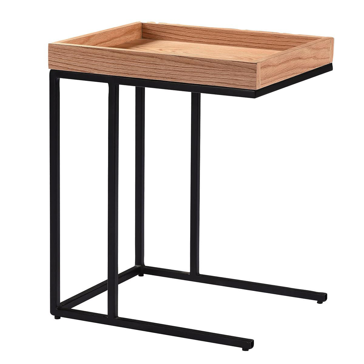 Table  d’appoint effet chêne et métal noir