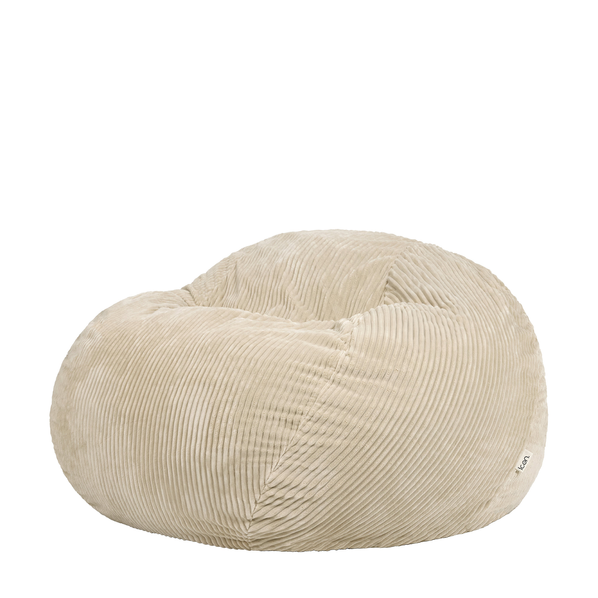 Pouf fauteuil 2 places en mousse expansible et velours côtelé beige
