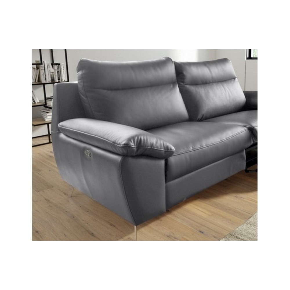 perini - Canapé cuir Gris - Vue supplémentaire 2