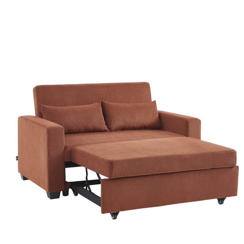 citrine - Canapé convertible velours côtelé Marron - Vue supplémentaire 2