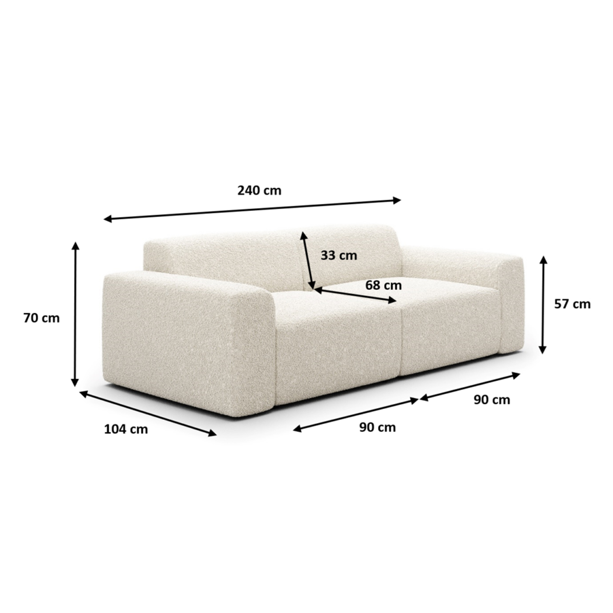 torino - Canapé bouclette Beige - Vue supplémentaire 2