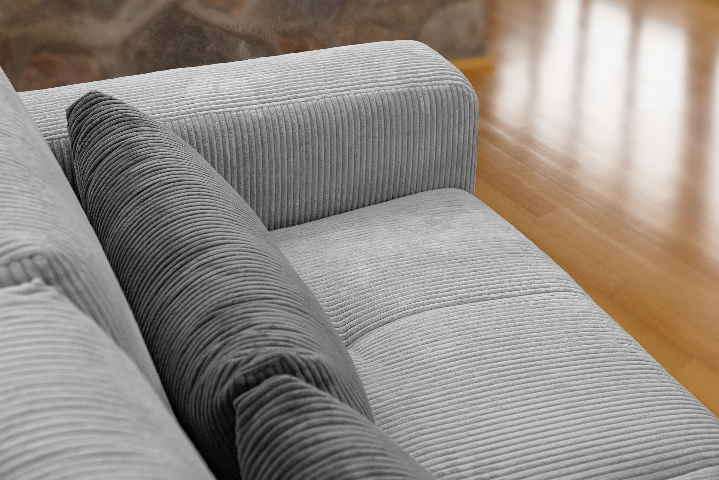 Oli - Canapé velours côtelé Gris - Vue supplémentaire 2