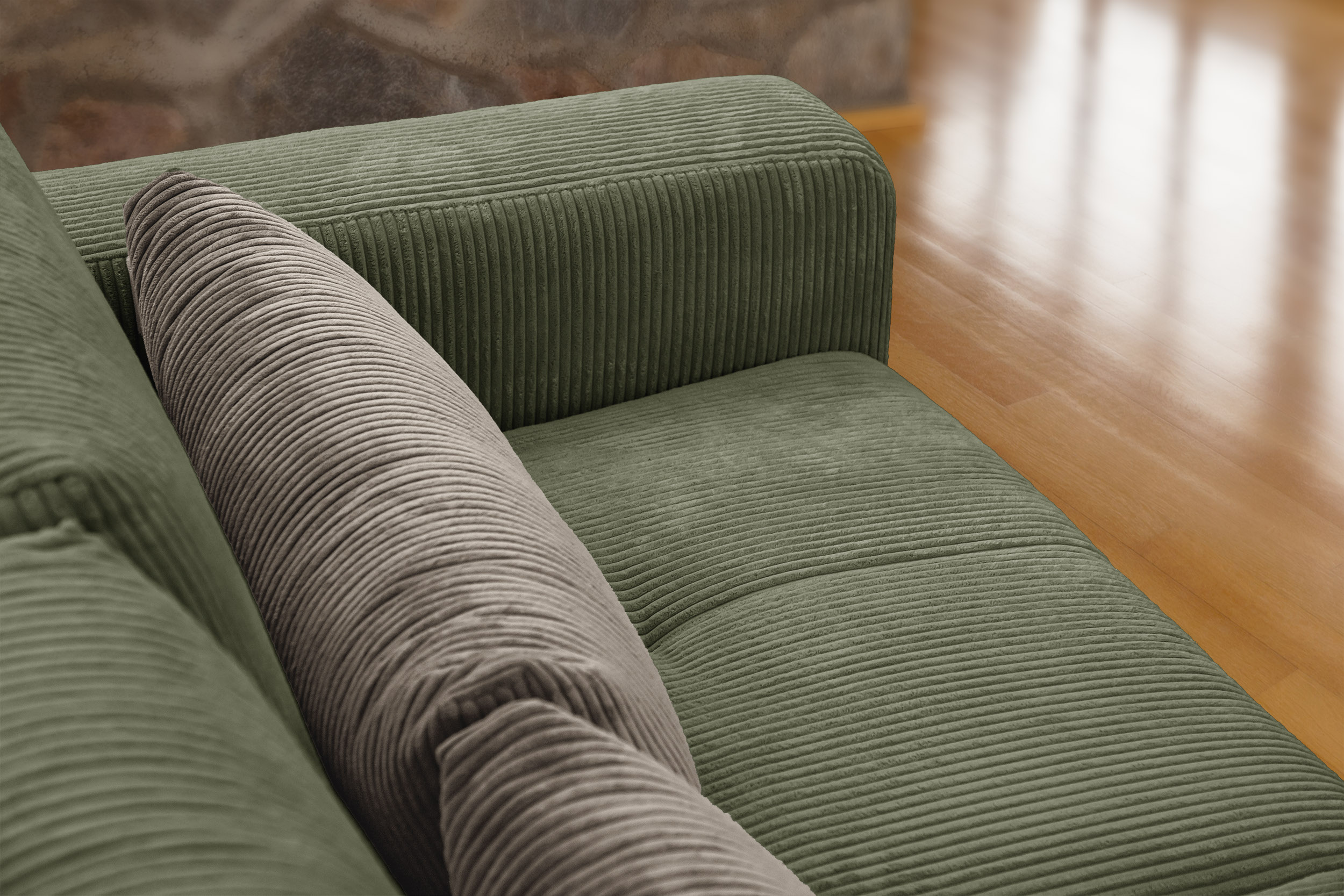 Oli - Canapé velours côtelé Vert - Vue supplémentaire 2