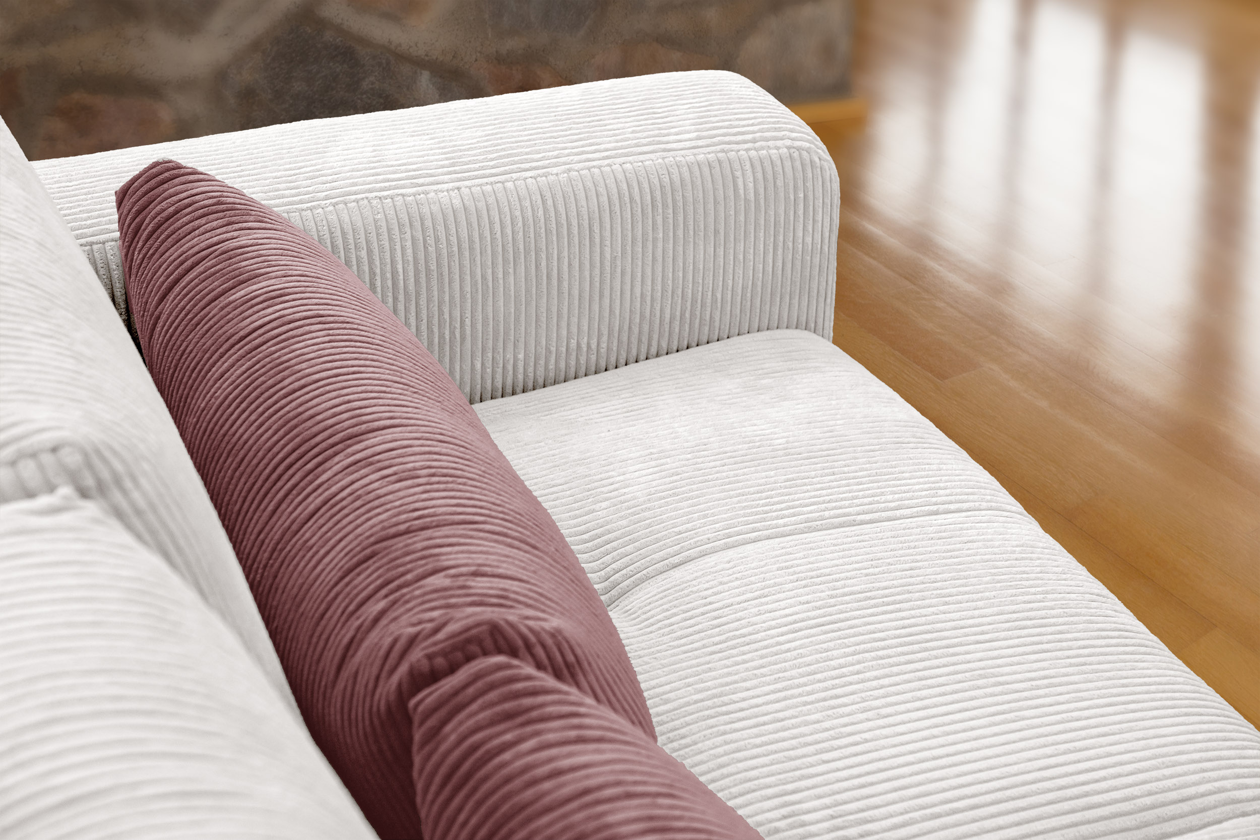 Oli - Canapé velours côtelé Beige - Vue supplémentaire 2