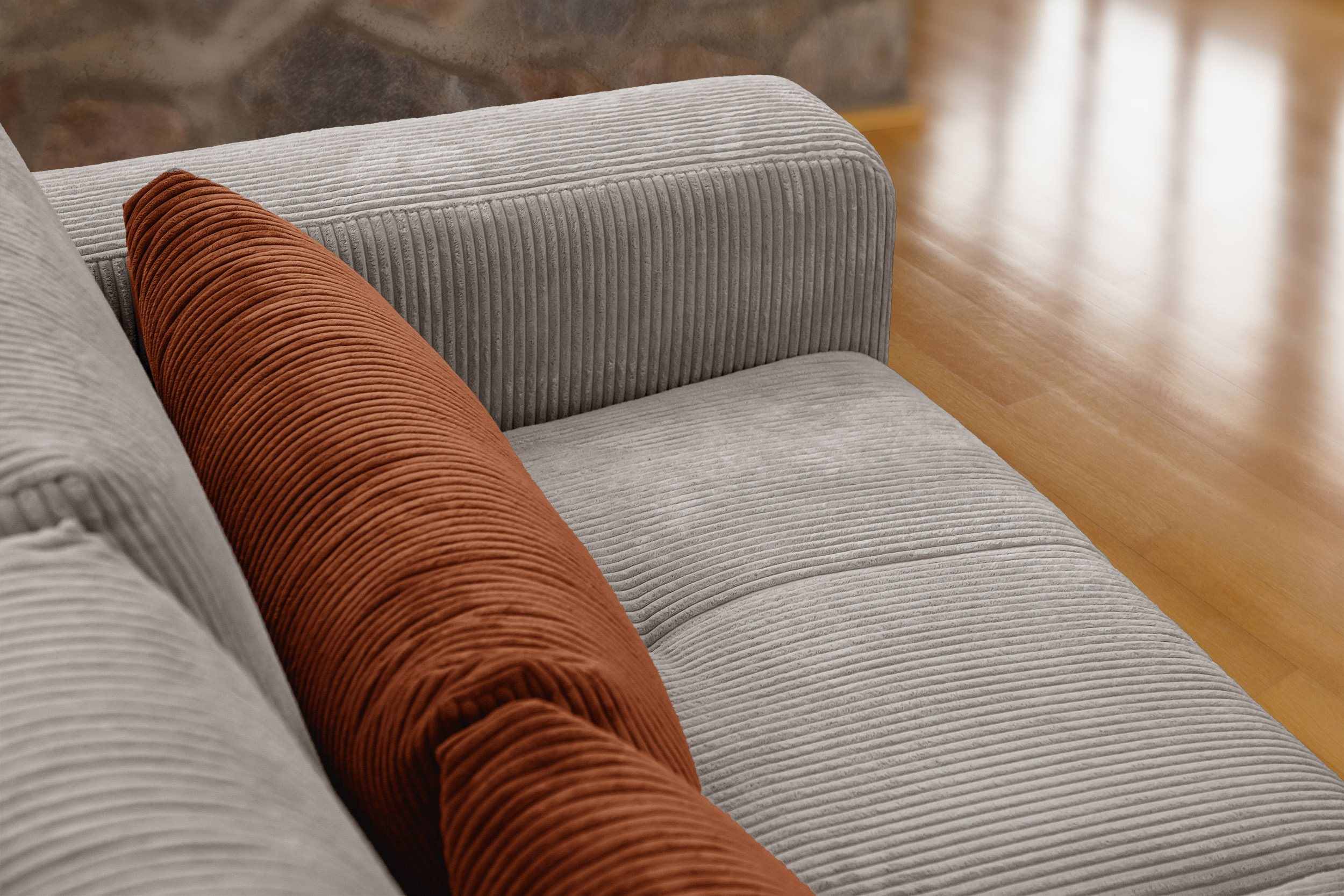 Oli - Canapé velours côtelé Beige - Vue supplémentaire 2