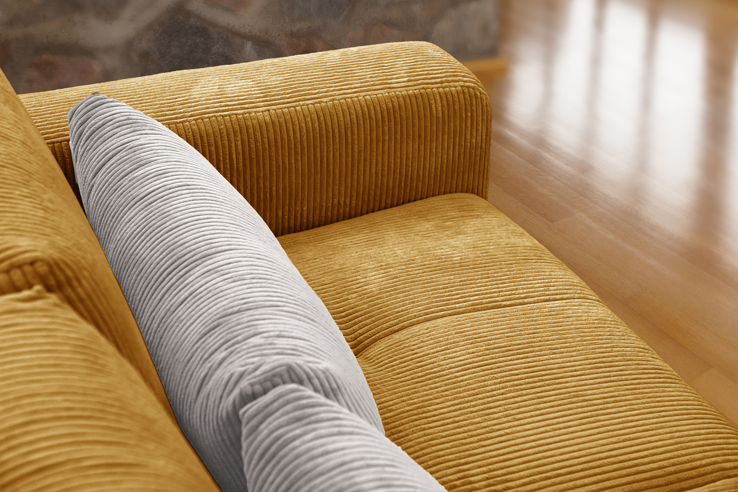 Oli - Canapé velours côtelé Jaune - Vue supplémentaire 2