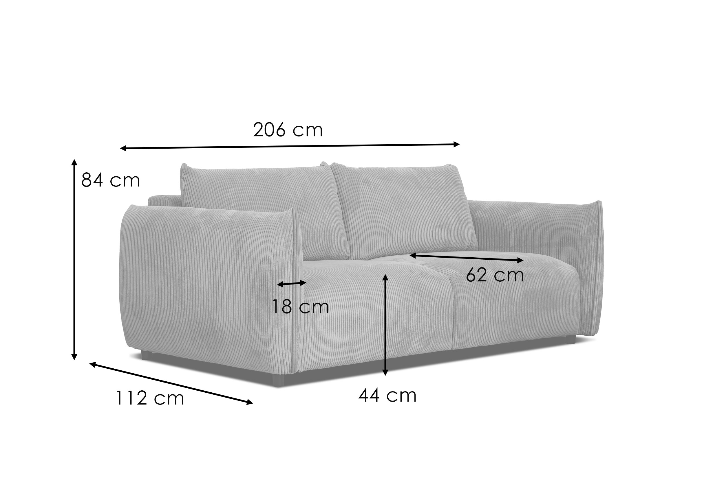 tauer - Canapé velours côtelé beige - Vue supplémentaire 2