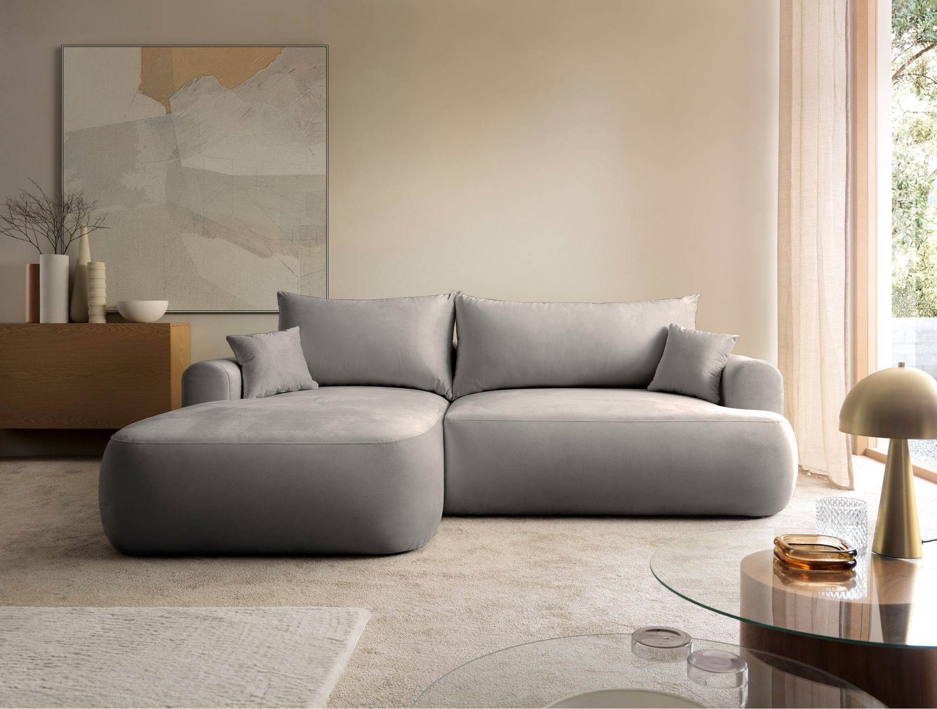ovo-l - Canapé velours Gris