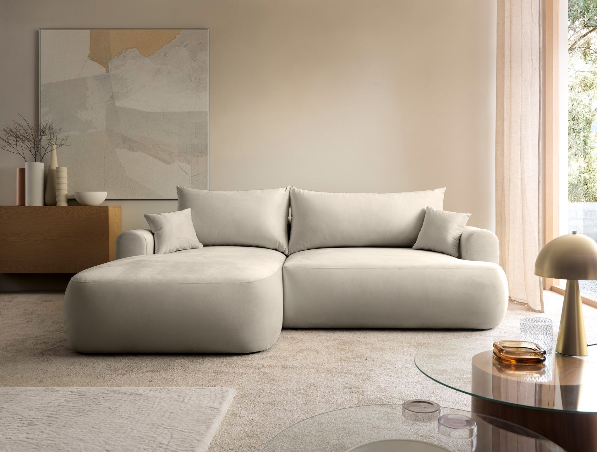 ovo - Canapé velours Beige