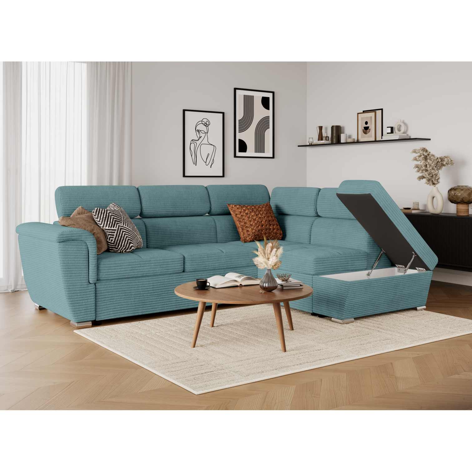 paola - Canapé relax convertible Bleu - Vue supplémentaire 2