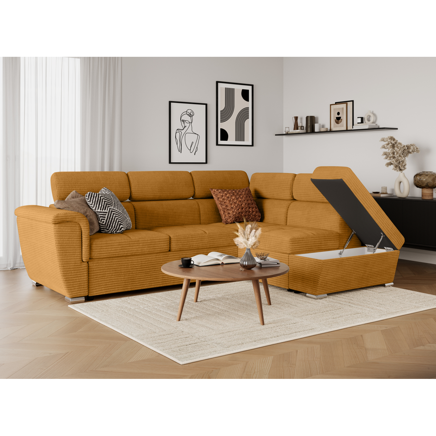 paola - Canapé relax convertible Jaune - Vue supplémentaire 2