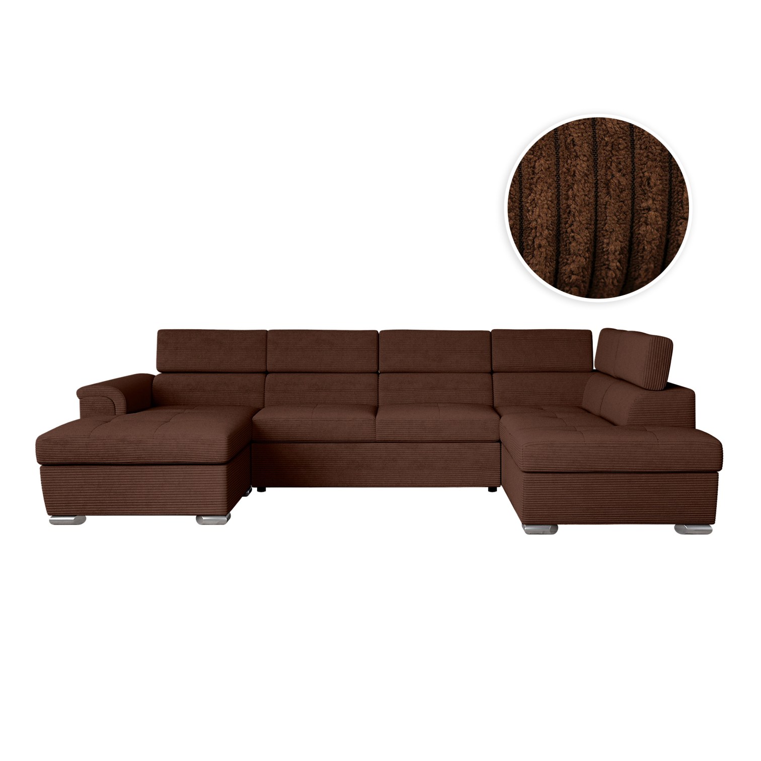 paola - Canapé convertible velours côtelé Marron - Vue supplémentaire 1