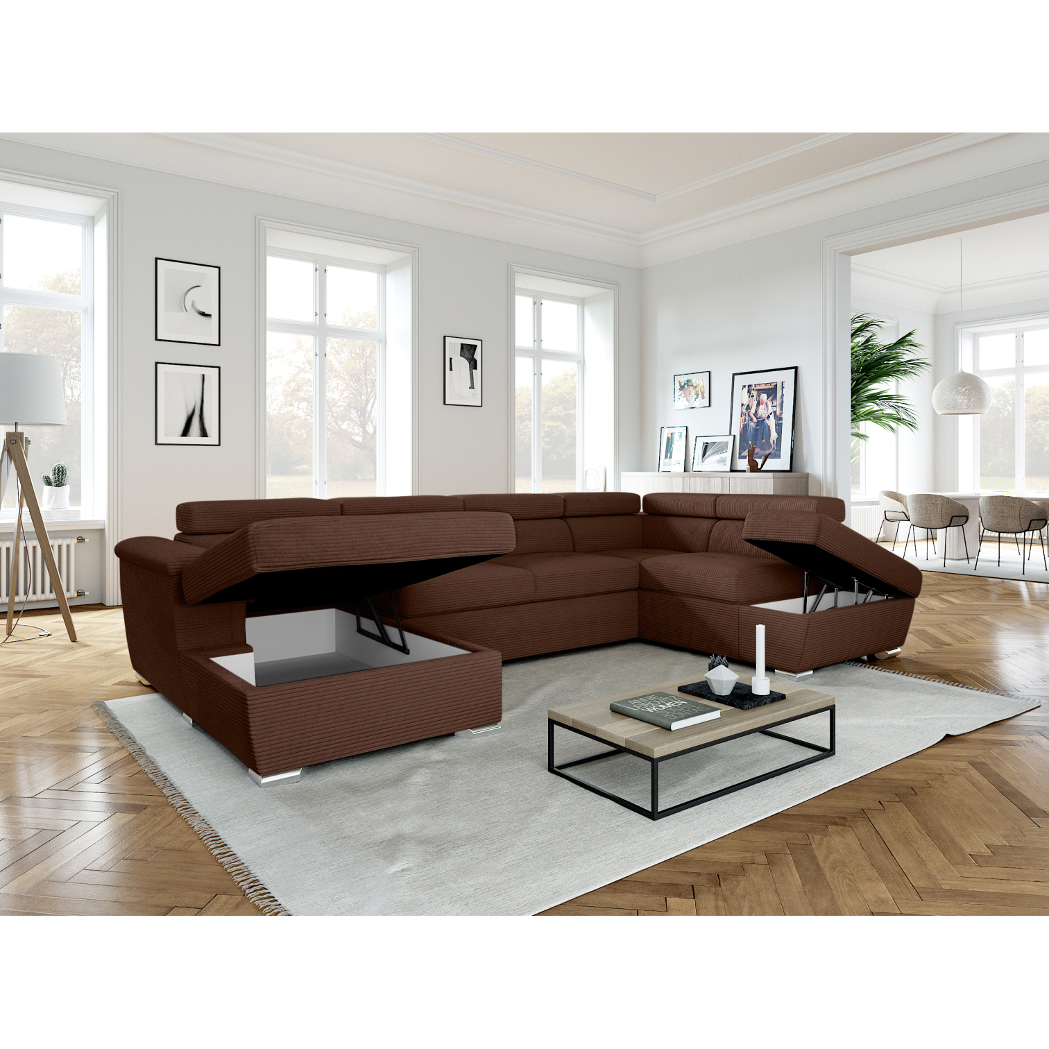 paola - Canapé convertible velours côtelé Marron - Vue supplémentaire 2