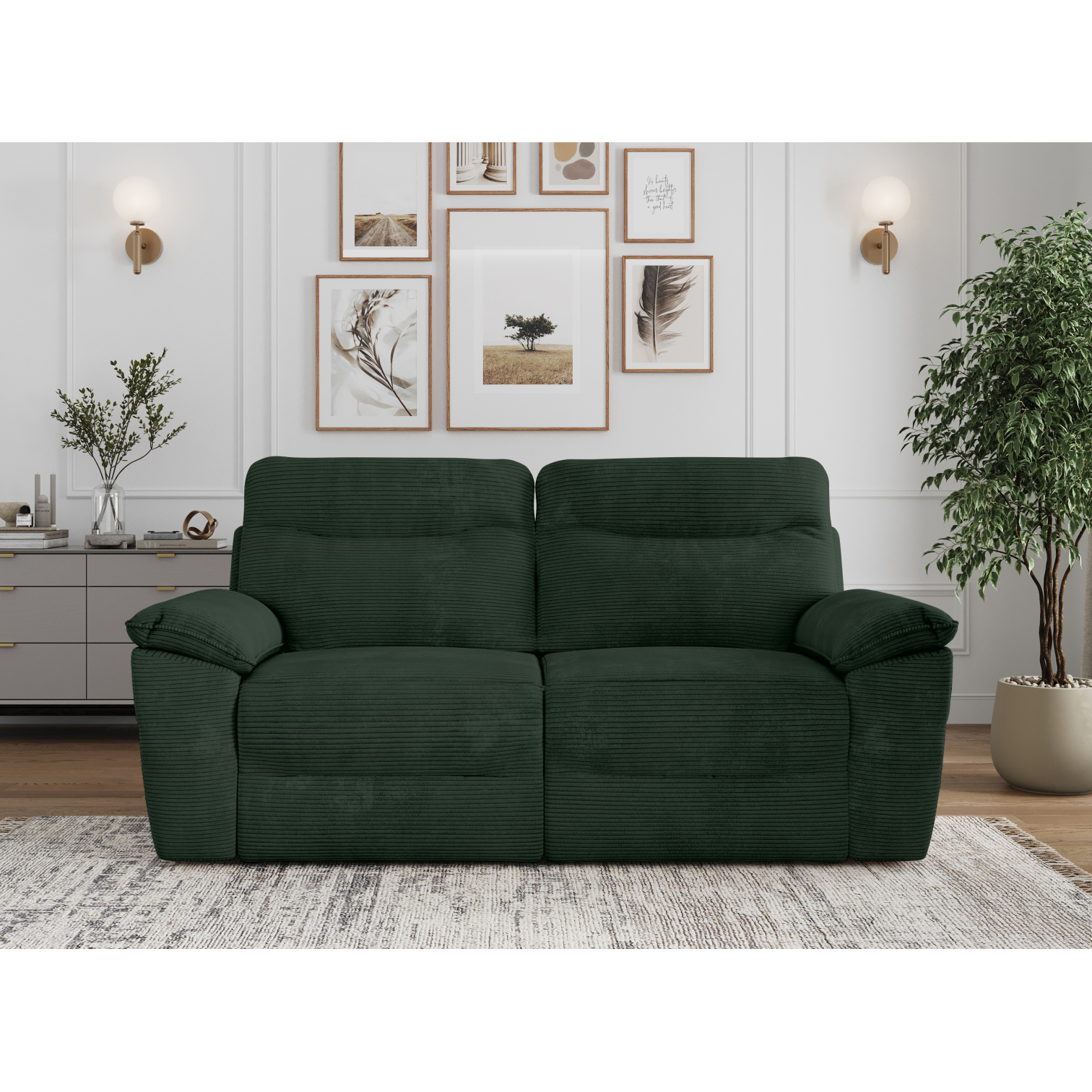 ross - Canapé relax velours côtelé Vert - Vue supplémentaire 2