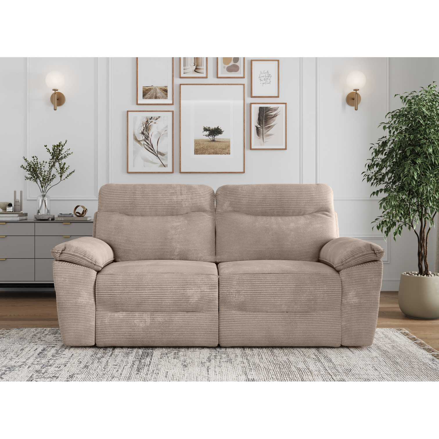 ross - Canapé relax velours côtelé Marron - Vue supplémentaire 2