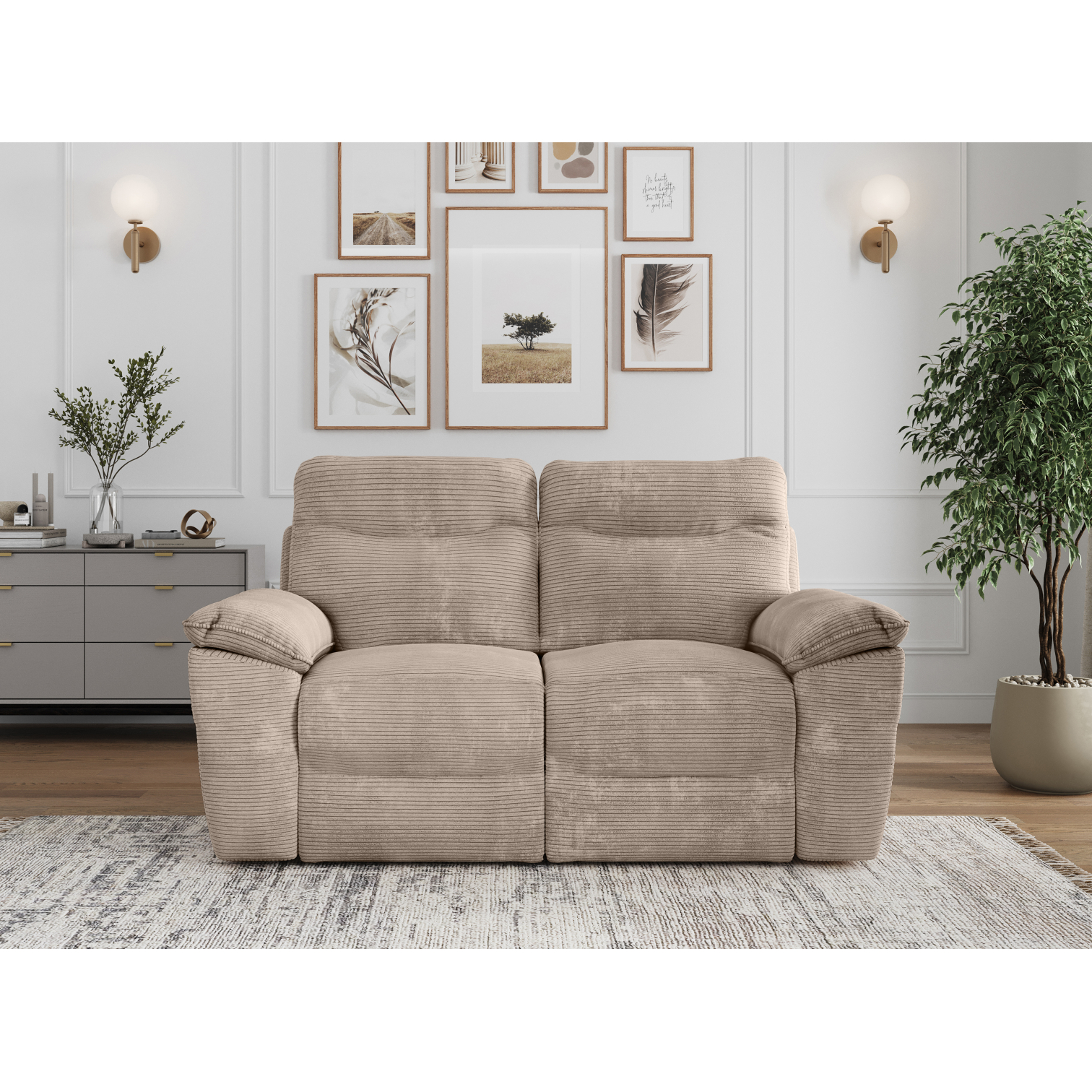 ross - Canapé relax velours côtelé Marron - Vue supplémentaire 2