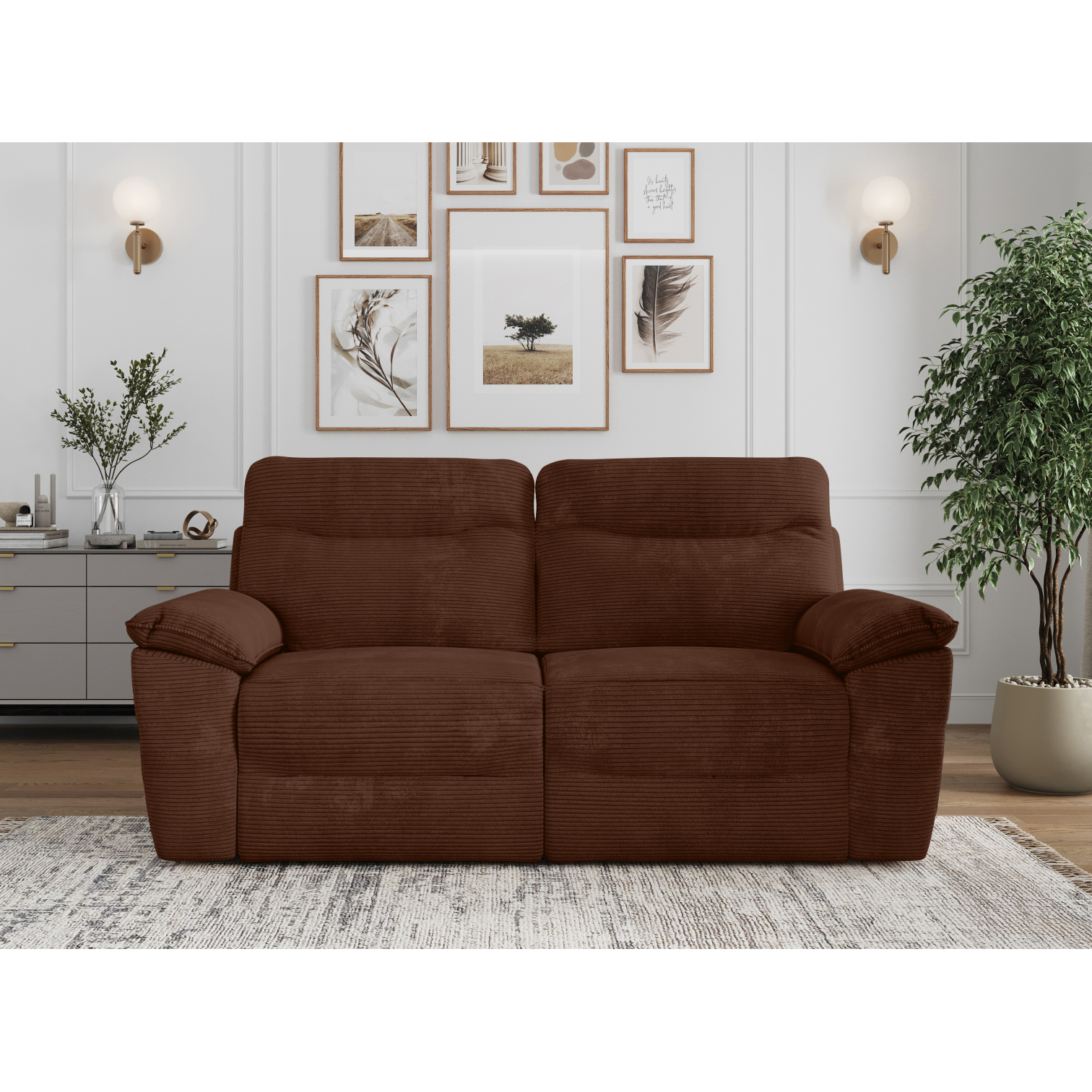 ross - Canapé relax velours côtelé Marron - Vue supplémentaire 2