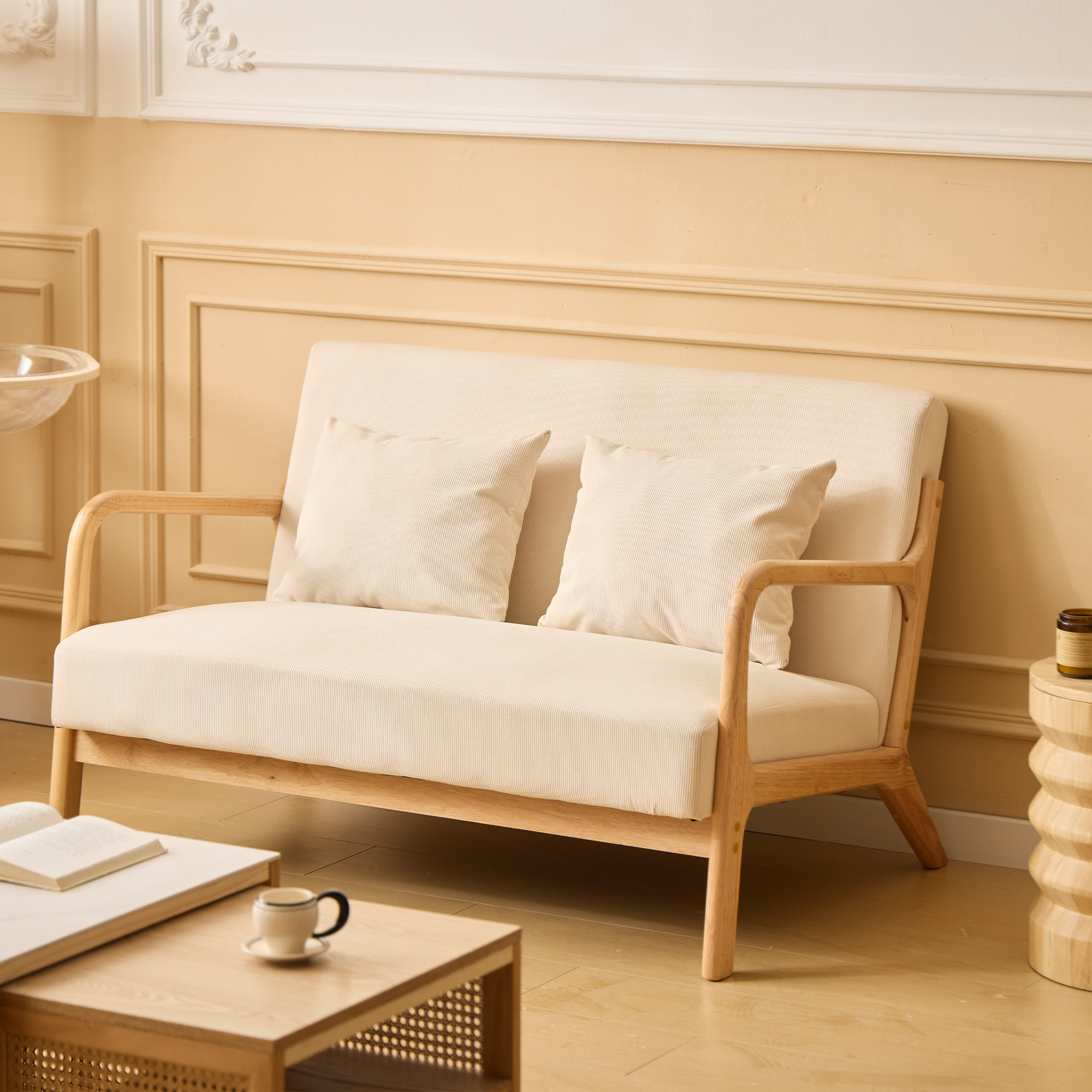 Ohama - Canapé velours Beige - Vue supplémentaire 2