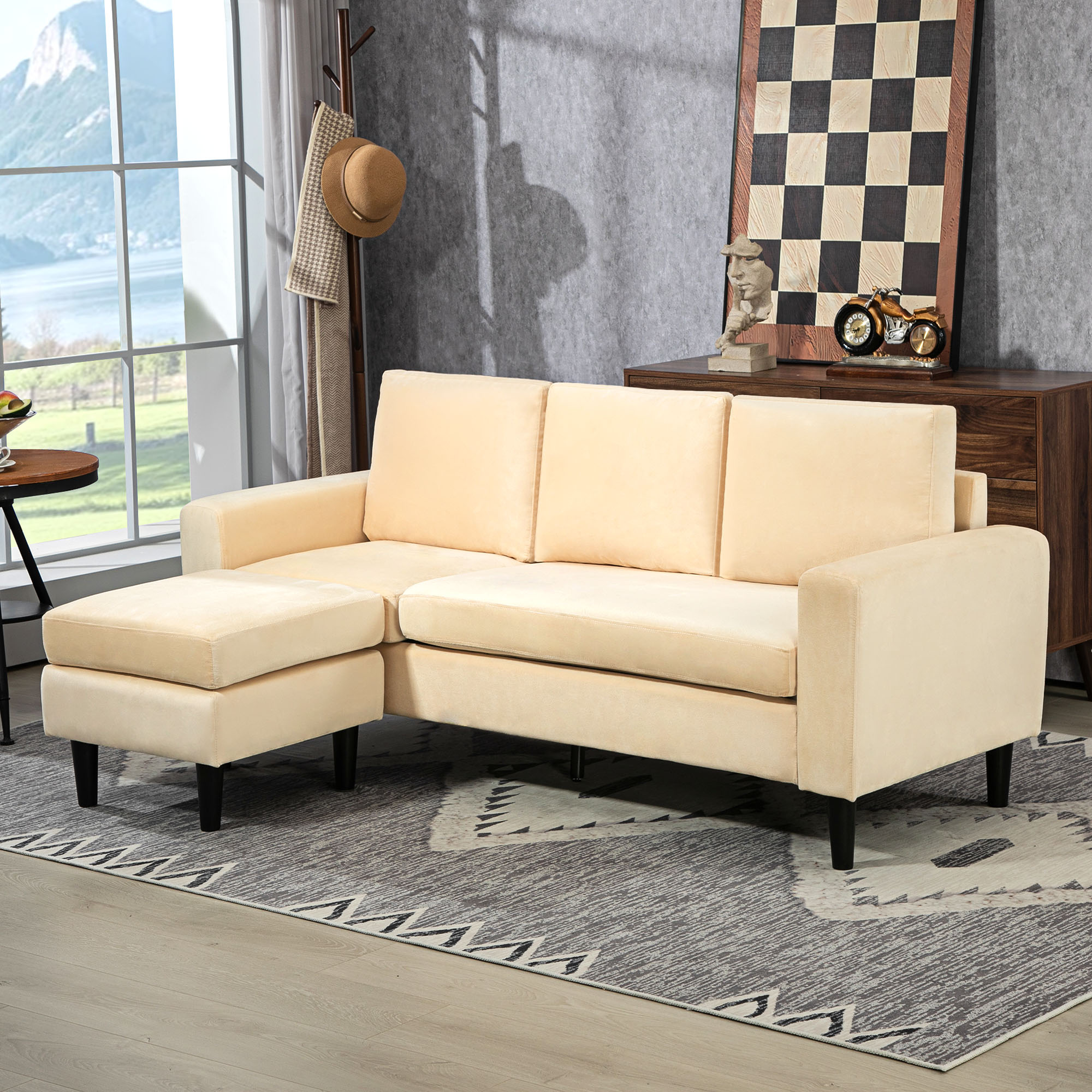 Canapé velours Beige - Vue supplémentaire 2