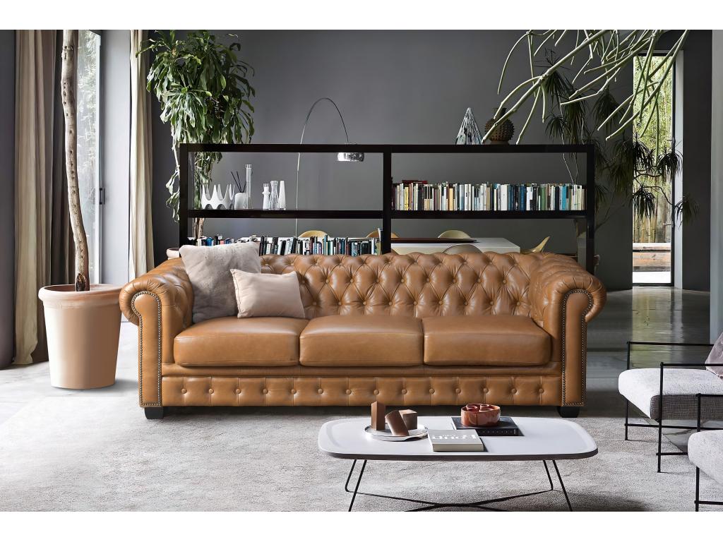 brenton - Canapé cuir Beige - Vue supplémentaire 2