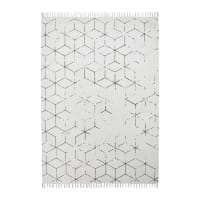 THOR - Tapis géométrique vintage en coton gris 200x290