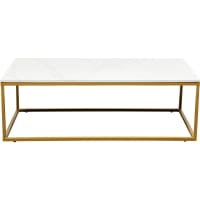KEY WEST - Table basse en marbre composite blanc et acier doré