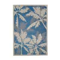 FERRARE - Tapis floral contemporaine en polypropylène bleu 135x190