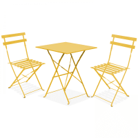 ROME - Table bistrot de jardin et 2 chaises pliantes jaune