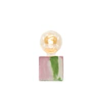 CUBE MARBRÉ - Lampe cube marbré en béton rose & vert