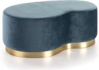 ASOREI - Tabouret en velours bleu et métal or