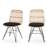 UYUNI - Lot de 2 chaises design en rotin