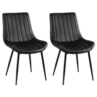 CAROLANN - Lot  de 2 chaises noires métal et pvc