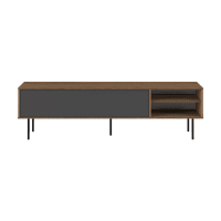 AMPERE - Mueble de TV efecto madera nogal y gris antracita