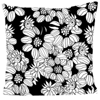 SPECIAL EDITION - COLLECTION BLACK AND WHITE - Coussin velours carré imprimé motifs noir et blanc 40x40