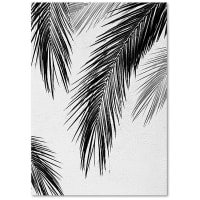 Tableau bois feuilles de palmier Noir