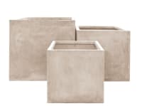 FARO - Lot de 3 pots carrés en fibre d'argile H40 et H50 et H60