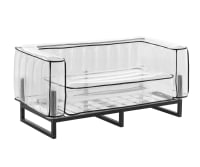 YOMI STYLE - Canapé 2 places tpu transparent cadre en aluminium passepoil noir