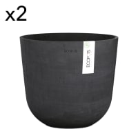 OSLO - Lot de 2 pots de fleurs noir D25